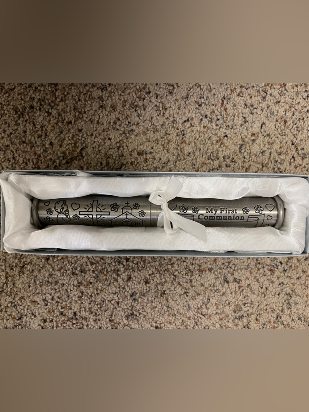 Silver “My First Communion” Keepsake holder in Satin Box